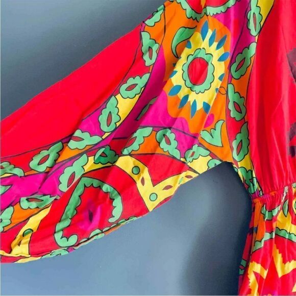 Rhode Resort Blake Printed Jumpsuit Dress Wide Leg Playsuit Red Cotton S - Picture 6 of 6